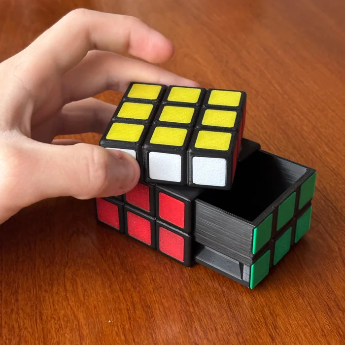 3x3 Puzzle Cube with Hidden Drawer – Secret Storage Box, a preview image from Cults3D