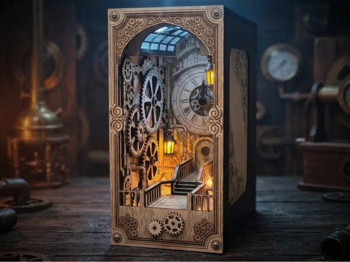 Steampunk Clock Room - Book Nook, a preview image from MakerWorld