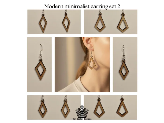 Modern minimalist earring set 3, a preview image from MakerWorld