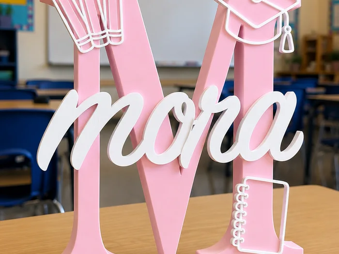 Custom Name with Initial | School Desk Decoration, a preview image from MakerWorld