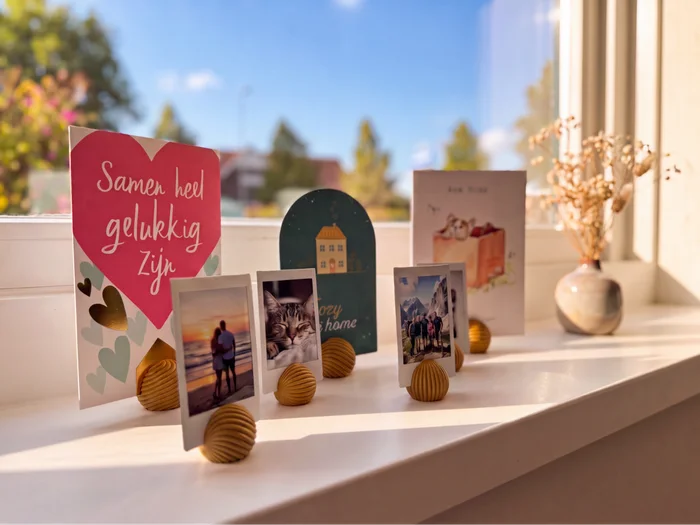 Photo & Card Holder – Striped Sphere Collection, a preview image from MakerWorld