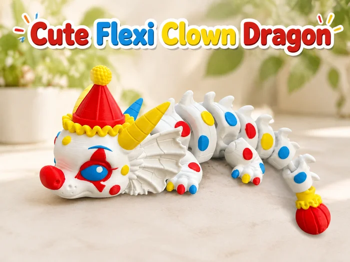 Cute Flexi Clown Dragon, a preview image from MakerWorld