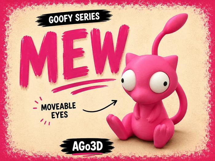 Goofy series – MEW Movable Eyes NO AMS pokemon, a preview image from MakerWorld