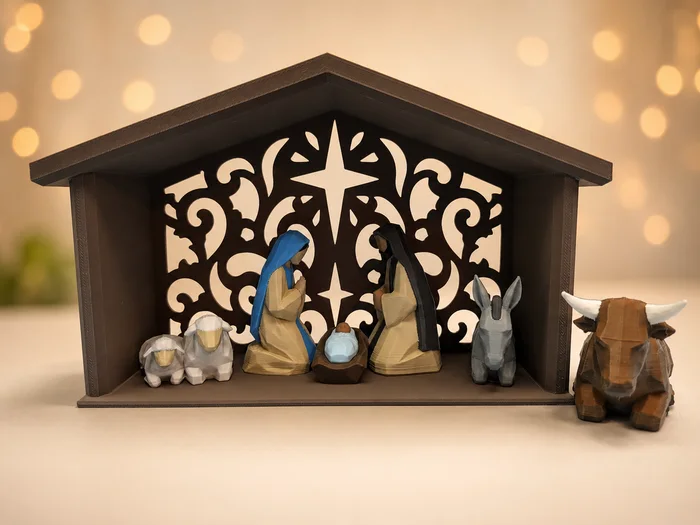Low-poly Nativity Stable Scene, a preview image from MakerWorld