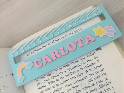 Guía lectura Regla Personalizable Nombre Arcoiris, a preview image from MakerWorld