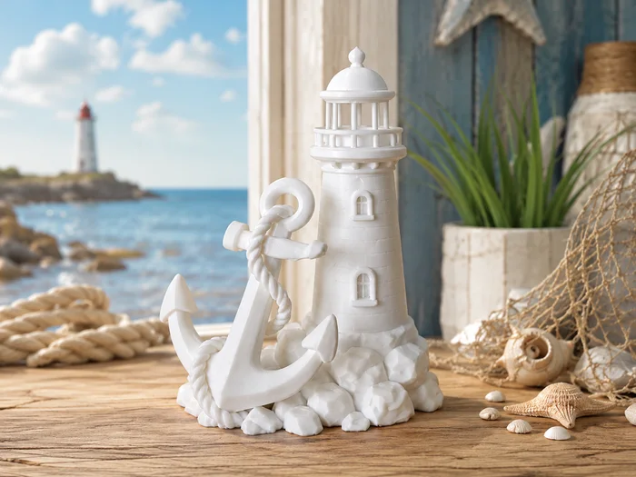 Leuchtturm mit Anker – Maritime Küstendeko, a preview image from MakerWorld