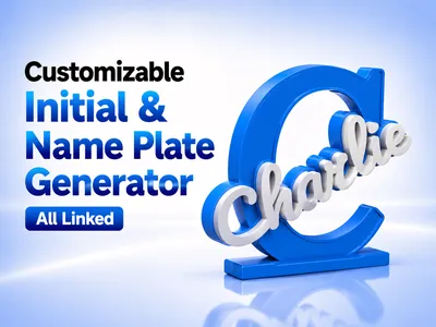 Customizable Initial and Name Desk Sign Generator, a preview image from MakerWorld
