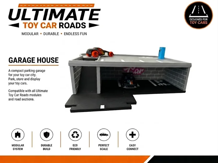 Ultimate Toy Car Roads - Garage House, a preview image from MakerWorld