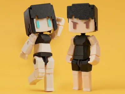PLBR - 可動方塊人(進階2.0), a preview image from MakerWorld