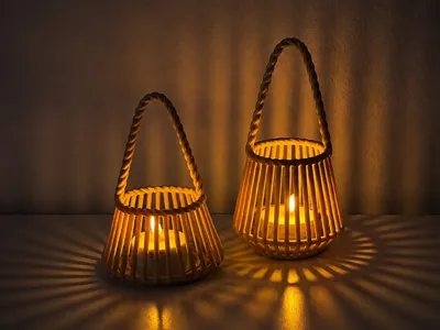 Woven Candle Basket Set – Rattan Style, a preview image from MakerWorld