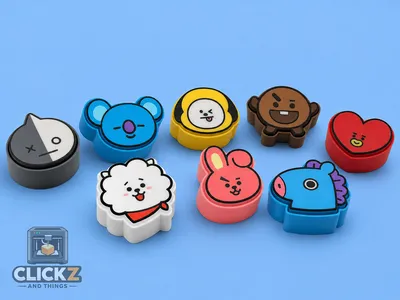 KPop Boy Band BTS - BT21 - Fidget Clickers, a preview image from MakerWorld