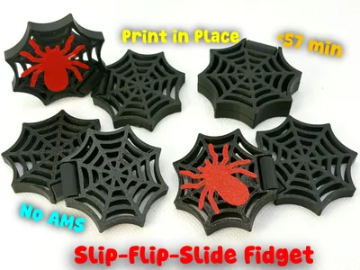 Spider Web Halloween Slider + Flip Fidget Toy, a preview image from MakerWorld