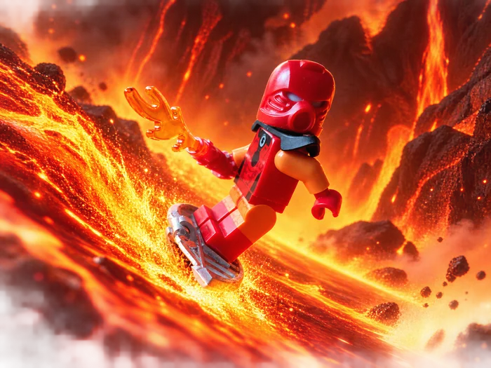 Brick Minifigure Tahu blades/lava board, a preview image from MakerWorld