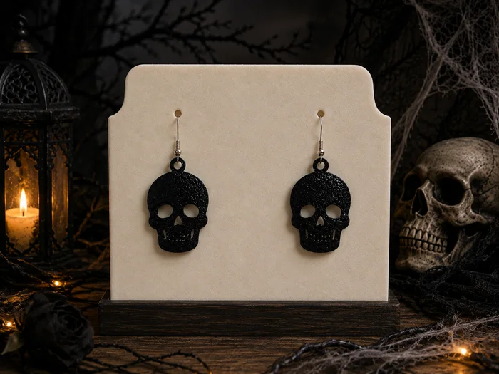 Fast & Easy Skull Earrings Lightweight Halloween, a preview image from MakerWorld