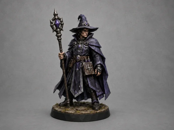 Dunkler Zauberer DnD Tabletop Magic Miniatur, a preview image from MakerWorld