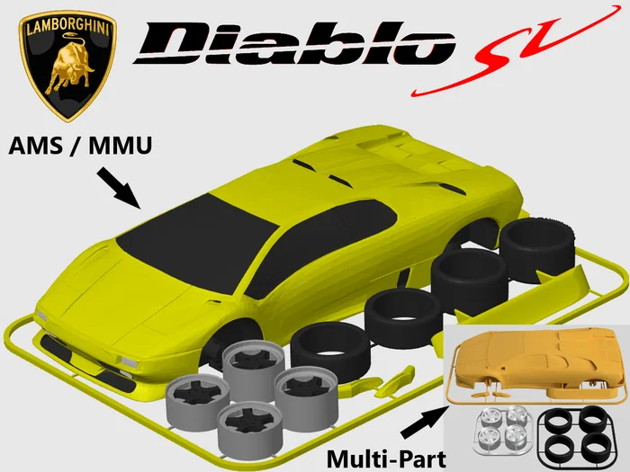 Lamborghini Diablo SV Kit Card (1:24 scale), a preview image from Printables