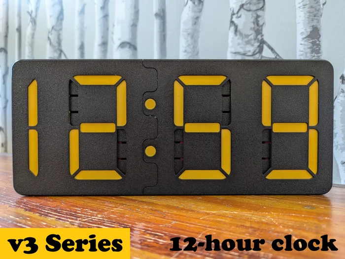 7 Segment Clock, v3.2C, 12-Hour, a preview image from Printables