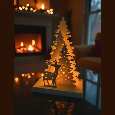 Christmas Decor Scene with LED tealight holder, a preview image from Printables