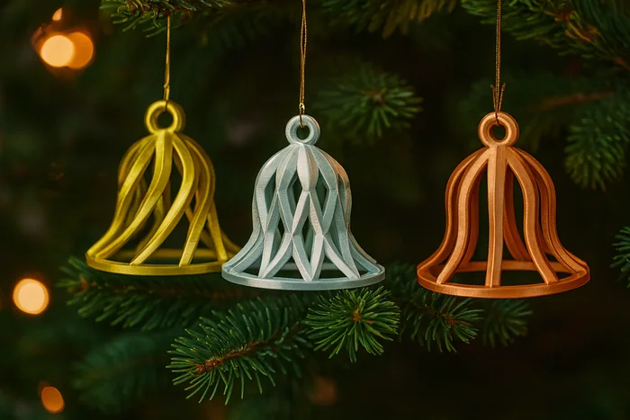 Open Frame Spiral & Lattice Holiday Bell Ornaments – Elegant Christmas Decor, a preview image from Printables