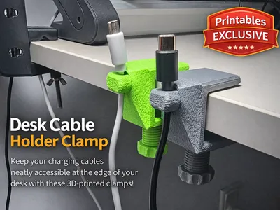 Desk Cable Holder Clamp, a preview image from Printables