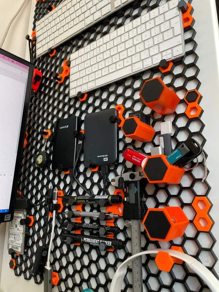Honeycomb storage wall, a preview image from Printables