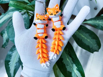 Fluffy Tail Cute Flexi Fox with - Toy / Keychain, a preview image from Printables
