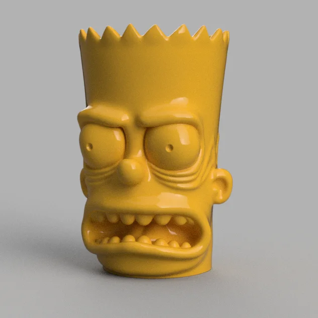 Spiky Yellow Cartoon Head Pen Holder Plant Pot, a preview image from Printables
