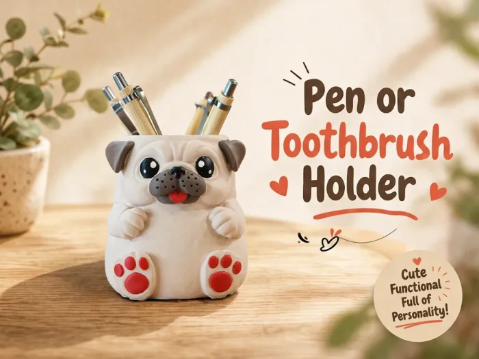 Pug Pen or Toothbrush Holder, a preview image from Printables