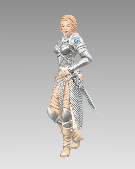 Silverblade Sentinel – Female Knight RPG Miniature, a preview image from Printables