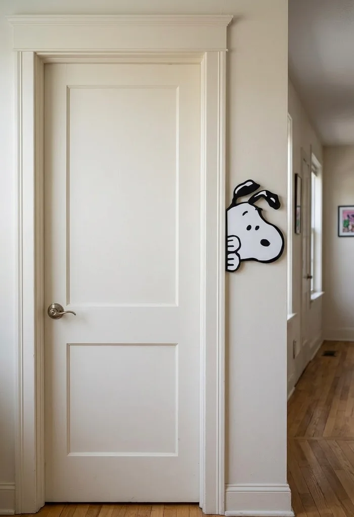 Snoopy door peeking - dual color, a preview image from Printables