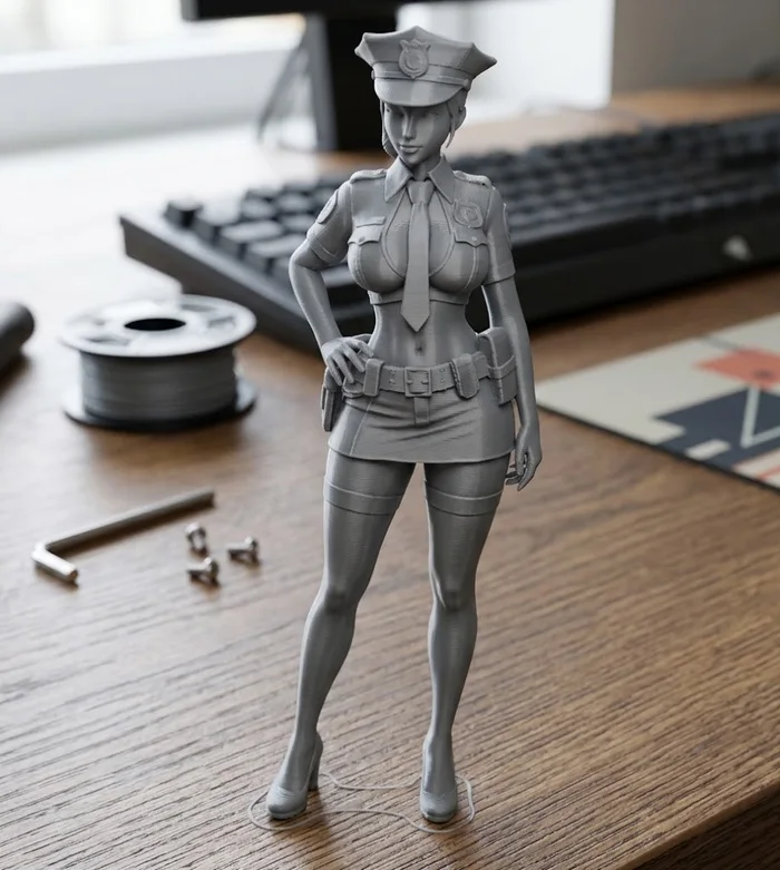sexy policewoman in short skirt and tie, a preview image from Printables