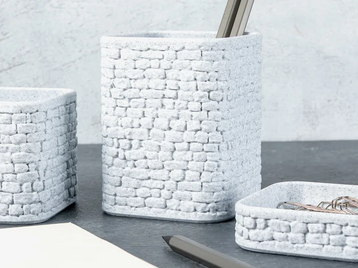 Stone Wall Desk Set, a preview image from Printables