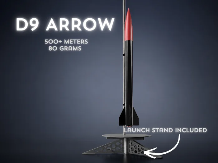 D9 Arrow – Model Rocket with Launch Stand, a preview image from Printables