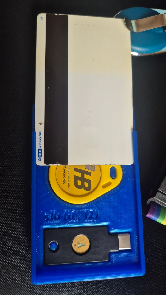 Badge holder with spaces for Yubikey and keyfob (parametric), a preview image from Printables