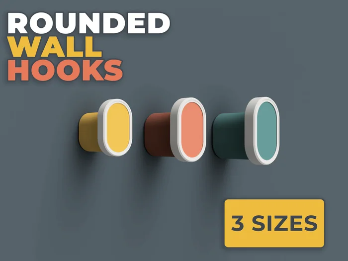 Rounded Wall Hooks – 3 Sizes, a preview image from Printables