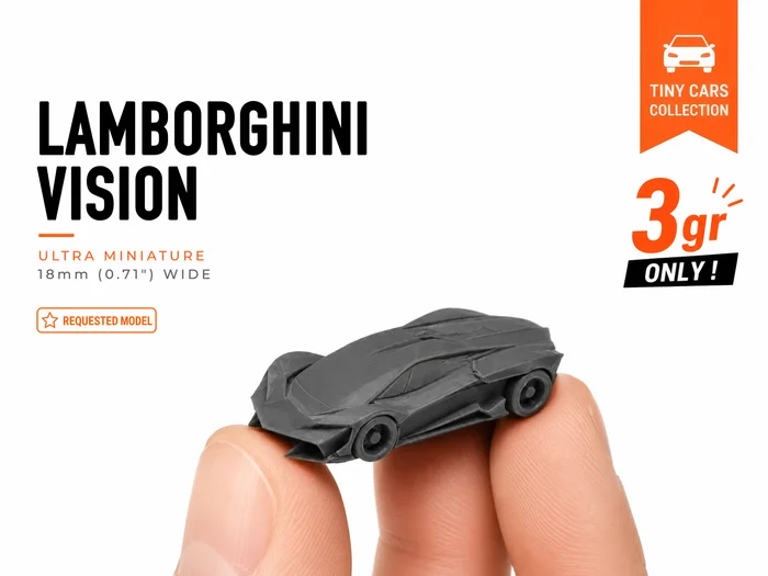 Tiny Lamborghini Vision - Mini Cars Series, a preview image from Printables