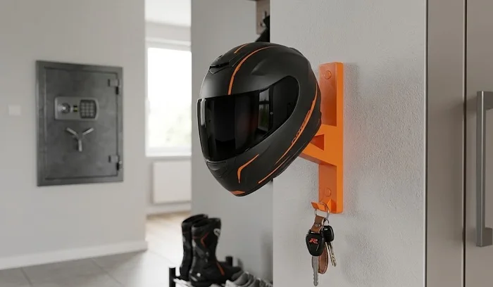 Wall-Mounted Helmet & Key Holder, a preview image from Printables