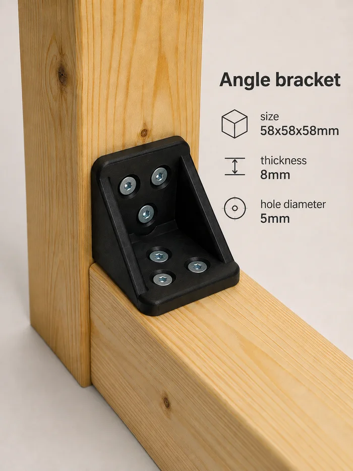 90° Angle Bracket for 60mm Timber | Hex Nut & Countersunk Versions, a preview image from Printables