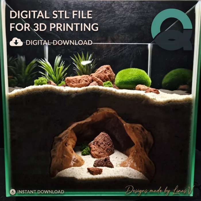 Deepwater Den - Aquarium & Terrarium Cave | Fish Hideout | Shrimp Shelter | Reptile Hide | Natural Rock Decor | Aquascaping | 3D Print STL, a preview image from Printables