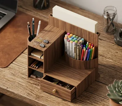 The All-in-One Curves Desktop Organizer, a preview image from Printables