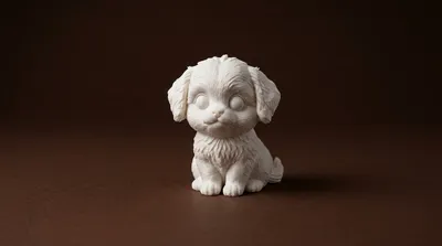 Cute Fluffy Puppy Dog Figurine, a preview image from Printables