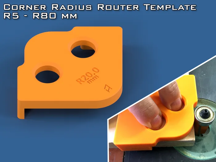 Corner Radius Router Template (5-80mm), a preview image from Printables