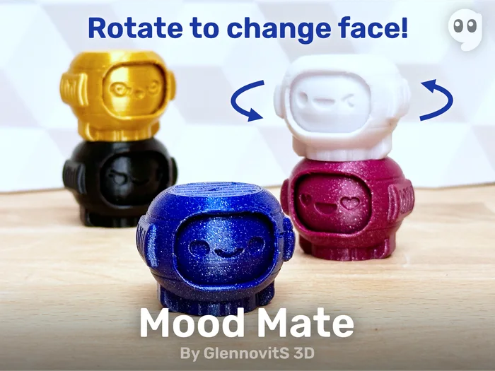 Mood Mate (XYZ Calibration - Print-in-place cube alternative + mood changer!), a preview image from Printables