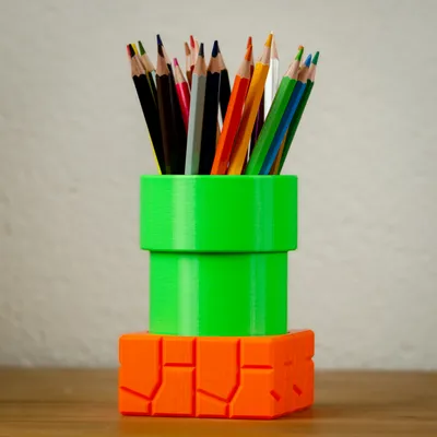 Real Scale Super Mario Bros Pipe Desktop Pencil Holder, a preview image from Printables