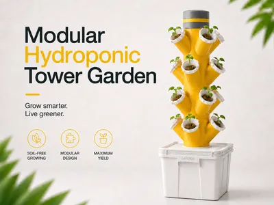Modular Hydroponic Tower Garden, a preview image from Printables