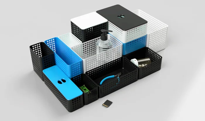 Stackable Baskets Organizer System with Lids (Circle Edition), a preview image from Printables
