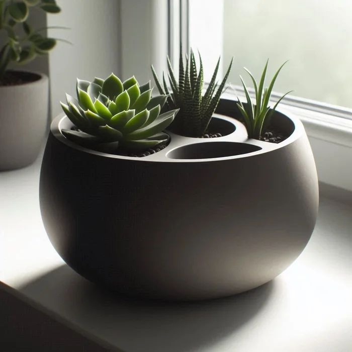 Round Self Watering Design Planter, a preview image from Printables
