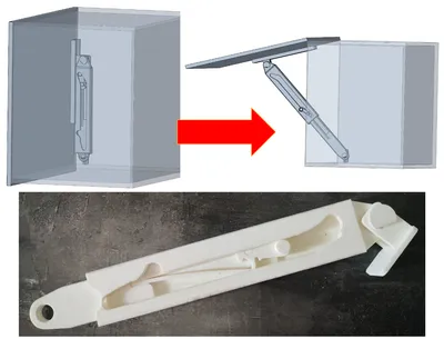Automatic latching mechanism for opening lids - heavy duty, a preview image from Printables
