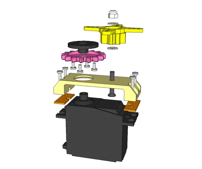 Dasaki compact servo 1:2 (2x) multiplier gearbox, a preview image from Thingiverse