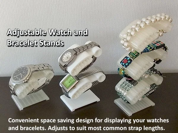 Watch and Bracelet Stand - Convenient / Adjustable / Space Saving, a preview image from Thingiverse